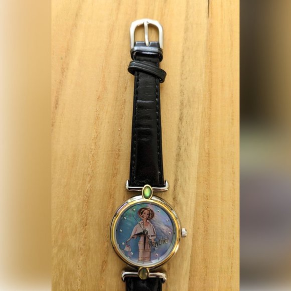 1996 Fossil Barbie Watch Limited Edition "Summer Sophisticate," Black Leather - Picture 5 of 10